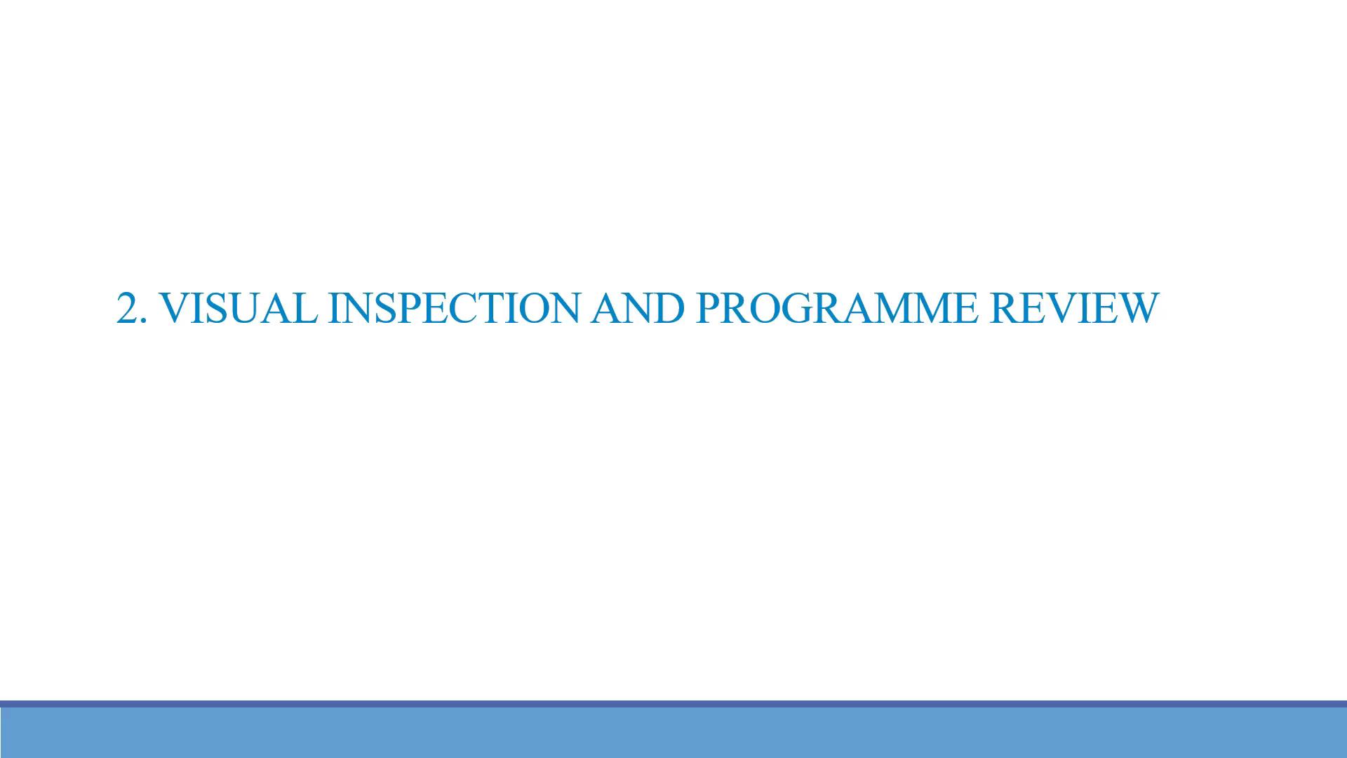 2. Visual Inspection and Programme Review